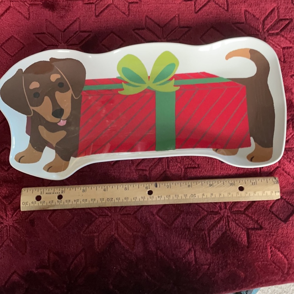 Saint Nicolas Square Merry Merry dachshund tray - Picture 2 of 6